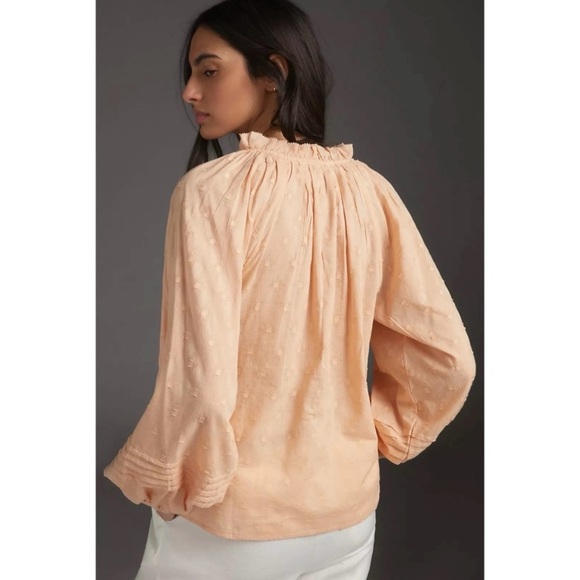 NWT Cleobella Antonia Puff Sleeve Peasant Top Light Peach Size Small - Picture 3 of 11